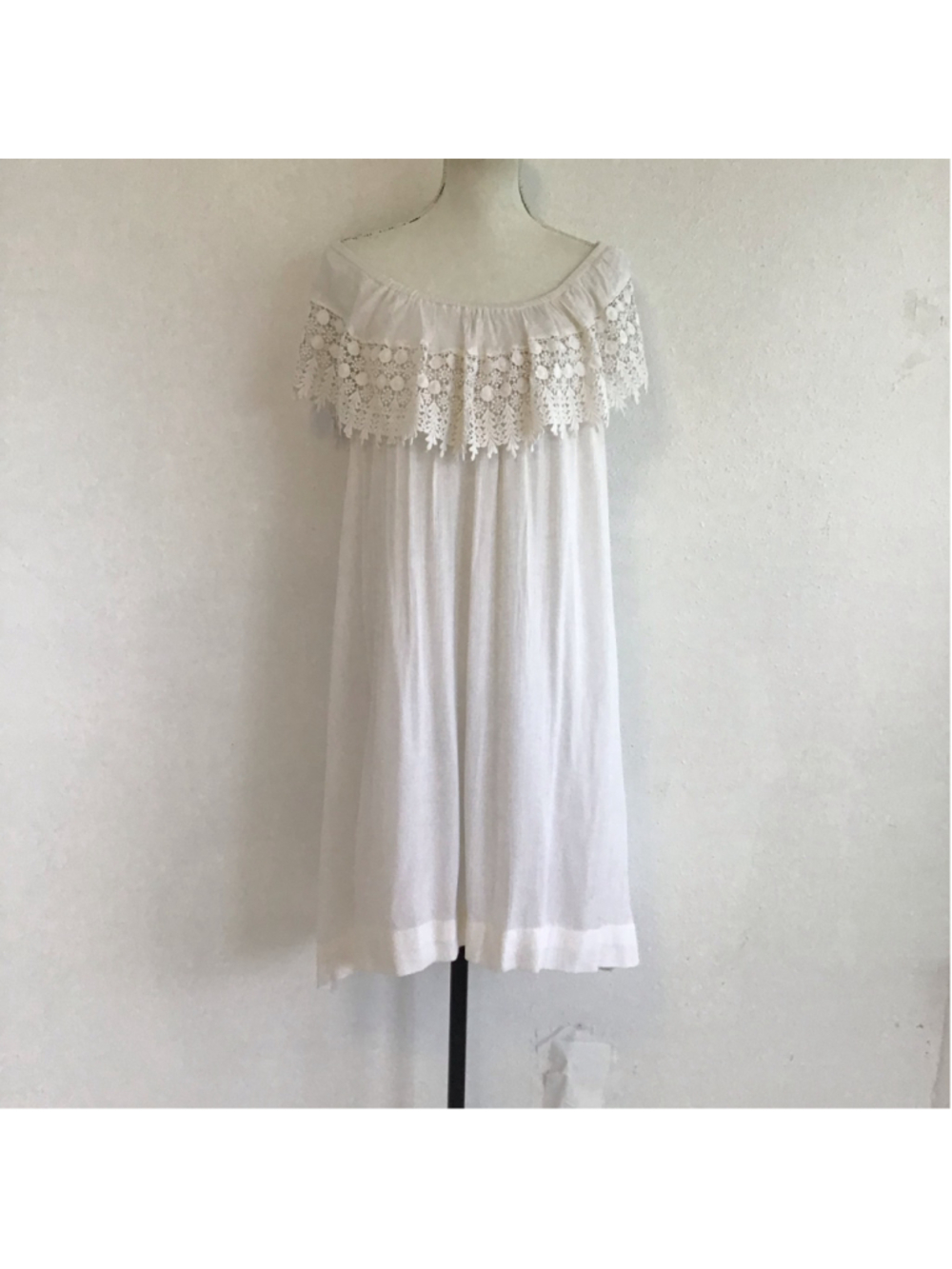 Studio West Women's White Lace Trim Off-Shoulder Mini Dress Size 3X